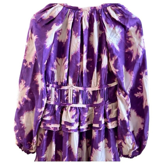 NWT ULLA JOHNSON Purple Emery Dress Cassis Blur 100% Silk Size 0 - Picture 4 of 10